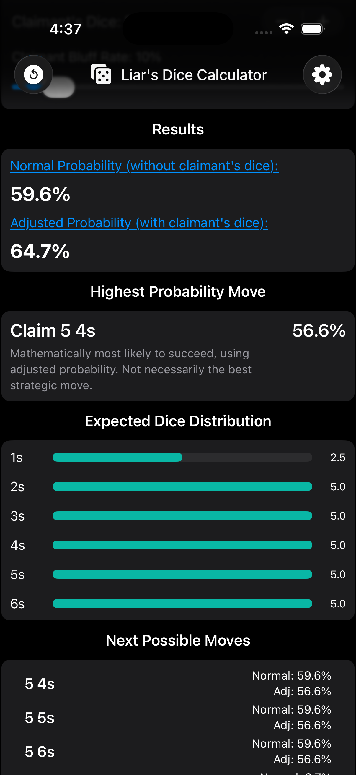 App Screenshot 2: Results Breakdown